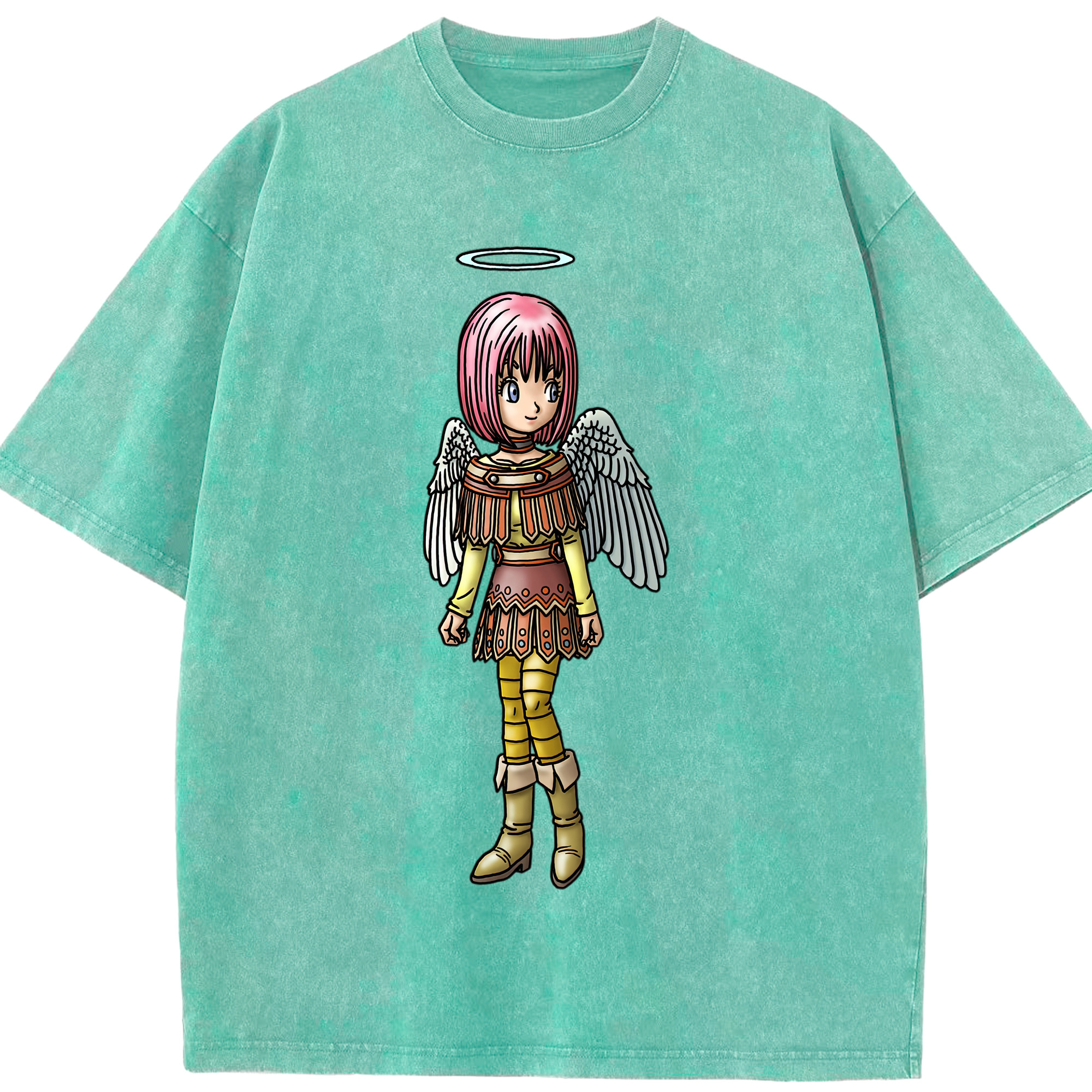 （画像用） ドラゴンクエスト Doragon Kuesuto Dragon Quest 綿100% ヴィンテージ風 半袖Tシャツ（フロントプリント）